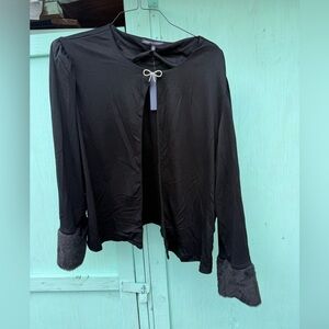 Adrienne Vittadini Black Long sleeve cardigan with metal clasp closure
